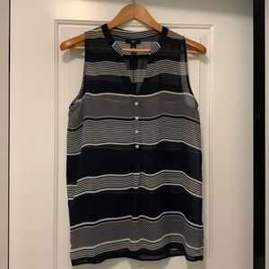 Blue with white stripes sleeveless blouse